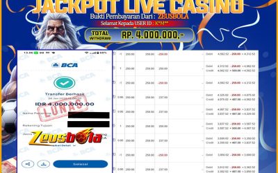 Bukti Kemenangan Member Setia Kami K*M** Sebesar Rp 4.000.000 di Permainan CAASINO