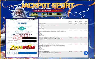 Bukti Kemenangan Member Setia Kami W**L*1* Sebesar Rp 4.000.000 di Permainan UBO SPORT