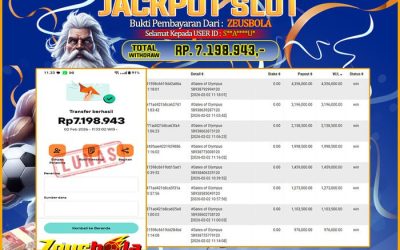 Bukti Kemenangan Member Setia Kami S**A****U* Sebesar Rp 7.198.943 di Permainan Gates of Olympus