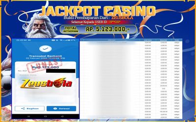 Bukti Kemenangan Member Setia Kami H**OR* Sebesar Rp 5.123.000 di Permainan CASINO
