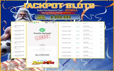 Bukti Kemenangan Member Setia Kami Z**S**4* Sebesar Rp 6.000.000 di Permainan gates of olympus 1000 dice