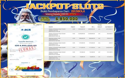 Bukti Kemenangan Member Setia Kami F**Z*6 Sebesar Rp 6.850.000 di Permainan gates of olympus super scatter