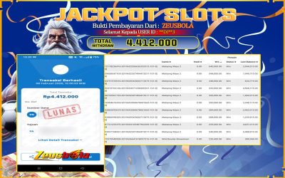 Bukti Kemenangan Member Setia Kami **DI**3 Sebesar Rp 4.412.000 di Permainan mahjong ways 2