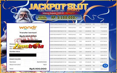 Bukti Kemenangan Member Setia Kami ZB***M*7* Sebesar Rp 5.100.000 di Permainan Mahjong Ways