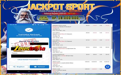 Bukti Kemenangan Member Setia Kami ZB***AD Sebesar Rp 18.000.000 di Permainan UBO SPORT