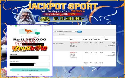 Bukti Kemenangan Member Setia Kami ZO**6* Sebesar Rp 11.350.000 di Permainan CMD Sports