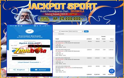 Bukti Kemenangan Member Setia Kami ZB***AD Sebesar Rp 24.000.000 di Permainan UBO Sports