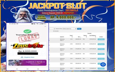 Bukti Kemenangan Member Setia Kami MA**H*TA* Sebesar Rp 4.000.000 di Permainan Mahjong Ways 2