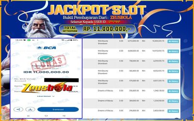 Bukti Kemenangan Member Setia Kami S**I*99* Sebesar Rp 11.000.000 di Permainan Dreams of Macau