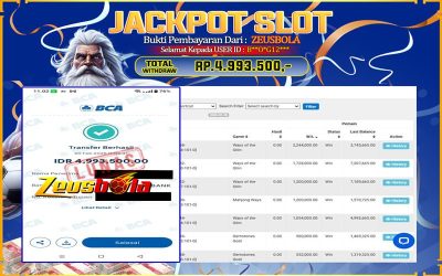 Bukti Kemenangan Member Setia Kami B**O*G12*** Sebesar Rp 4.993.500 di Permainan Ways of the Qilin