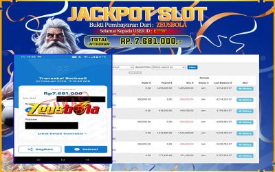 Bukti Kemenangan Member Setia Kami E***8* Sebesar Rp 7.681.000 di Permainan Gates of Olympus