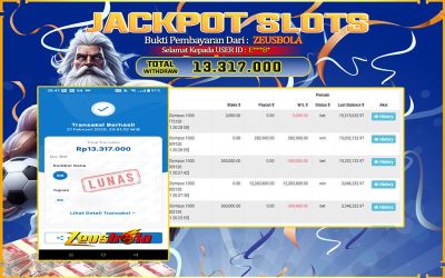 Bukti Kemenangan Member Setia Kami E***8* Sebesar Rp 13.317.000 di Permainan gates of olympus 1000