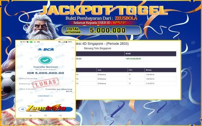 Bukti Kemenangan Member Setia Kami W**L*1* Sebesar Rp 5.000.000 di Permainan Toto Singapore