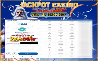 Bukti Kemenangan Member Setia Kami K***L**Z* Sebesar Rp 30.900.000 di Permainan Live Casino & Slots