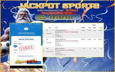 Bukti Kemenangan Member Setia Kami ZB***AD Sebesar Rp 20.200.000 di Permainan UBO sports