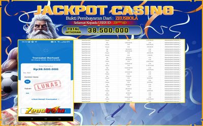 Bukti Kemenangan Member Setia Kami ZB***AD Sebesar Rp 38.500.000 di Permainan Live Casino & Slots