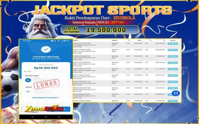 Bukti Kemenangan Member Setia Kami ZB***AD Sebesar Rp 19.350 di Permainan UBO Sports
