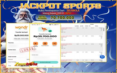 Bukti Kemenangan Member Setia Kami ZO**6* Sebesar Rp 70.700.000 di Permainan CMD sports