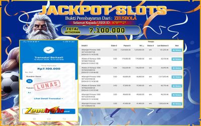 Bukti Kemenangan Member Setia Kami K*B***2* Sebesar Rp 7.100.000 di Permainan starlight princess 1000