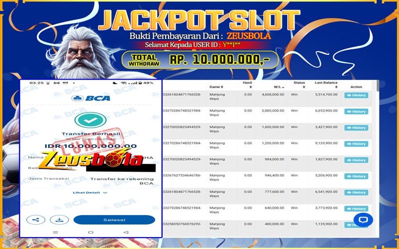 Bukti Kemenangan Member Setia Kami Y**I** Sebesar Rp 10.000.000 di Permainan Mahjong Ways