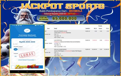 Bukti Kemenangan Member Setia Kami ZB***AD Sebesar Rp 65.000.000 di Permainan UBO sports