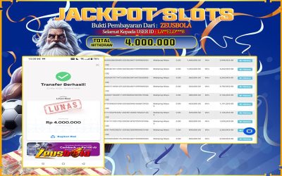 Bukti Kemenangan Member Setia Kami LA**ELO***8 Sebesar Rp 4.000.000 di Permainan Mahjong Ways