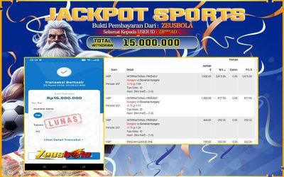 Bukti Kemenangan Member Setia Kami ZB***AD Sebesar Rp 15.000.000 di Permainan UBO Sports