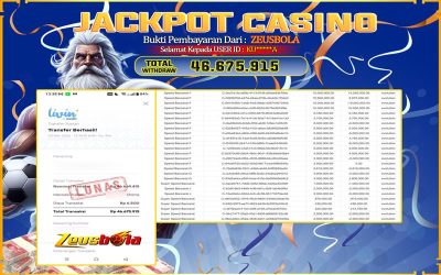 Bukti Kemenangan Member Setia Kami KU*****A Sebesar Rp 46.675.915 di Permainan Live Casino & Slots