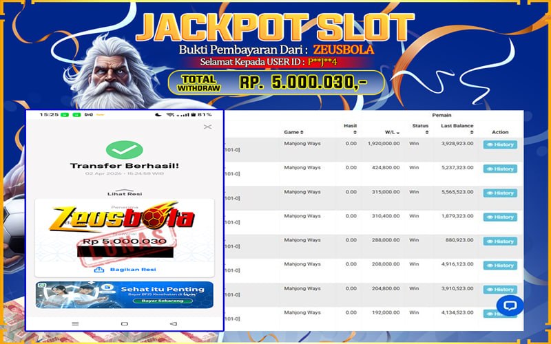 Bukti Kemenangan Member Setia Kami P**J**4 Sebesar Rp 5.000.030 di Permainan PG