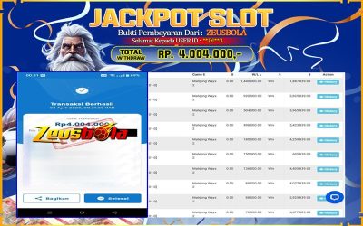 Bukti Kemenangan Member Setia Kami **DI**3 Sebesar Rp 4.004.000 di Permainan Mahjong Ways 2