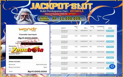 Bukti Kemenangan Member Setia Kami A***05* Sebesar Rp 11.000.000 di Permainan Wild Bounty Showdown