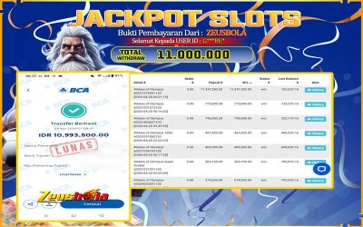 Bukti Kemenangan Member Setia Kami G***BE* Sebesar Rp 11.000.000 di Permainan Gates of Olympus