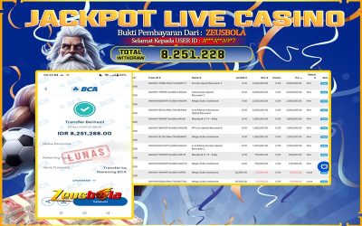 Bukti Kemenangan Member Setia Kami A***A**A9*7 Sebesar Rp 8.251.288 di Permainan Baccarat