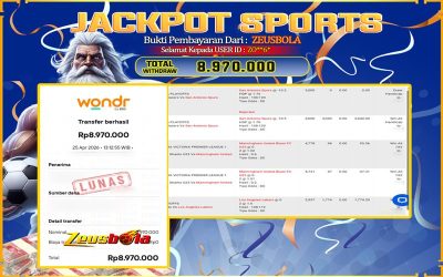 Bukti Kemenangan Member Setia Kami ZO**6* Sebesar Rp 8.970.000 di Permainan CMD sports
