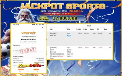 Bukti Kemenangan Member Setia Kami D*P**N Sebesar Rp 17.000.000 di Permainan SABA sports