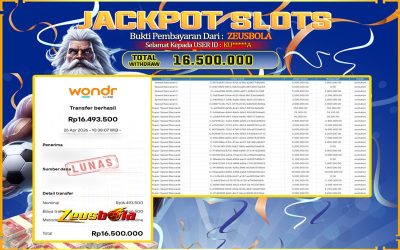 Bukti Kemenangan Member Setia Kami KU*****A Sebesar Rp 16.500.000 di Permainan casino