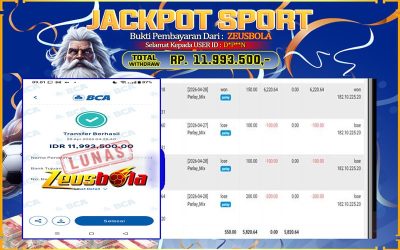 Bukti Kemenangan Member Setia Kami D*P**N Sebesar Rp 11.993.500 di Permainan SABA SPORT