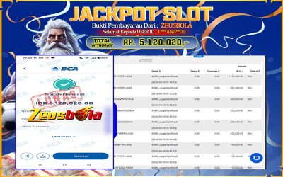 Bukti Kemenangan Member Setia Kami L***ANA**06 Sebesar Rp 5.120.020 di Permainan Microgaming Direct 2