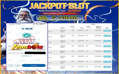 Bukti Kemenangan Member Setia Kami Y*N**Z**S Sebesar Rp 4.993.500 di Permainan PG