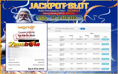 Bukti Kemenangan Member Setia Kami KU*****A Sebesar Rp 3.510.330 di Permainan Mahjong Ways 2