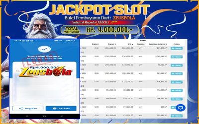 Bukti Kemenangan Member Setia Kami Z*** Sebesar Rp 4.000.000 di Permainan Gates of Olympus 1000