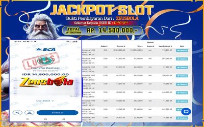 Bukti Kemenangan Member Setia Kami D**C*O** Sebesar Rp 14.500.000 di Permainan Sweet Bonanza 1000