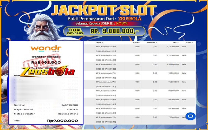 Bukti Kemenangan Member Setia Kami K**B*9 Sebesar Rp 9.000.000 di Permainan Microgaming Direct 2