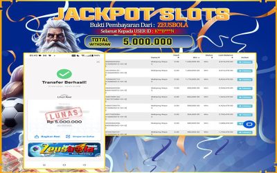 Bukti Kemenangan Member Setia Kami K**B***N Sebesar Rp 5.000.000 di Permainan Mahjong Ways 2
