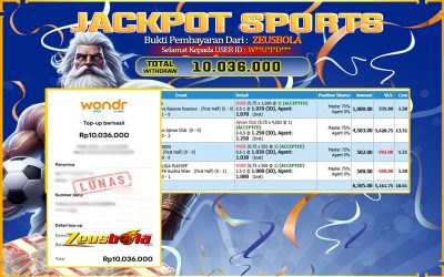 Bukti Kemenangan Member Setia Kami W**U*I*D*** Sebesar Rp 10.036.000 di Permainan UBO Sports