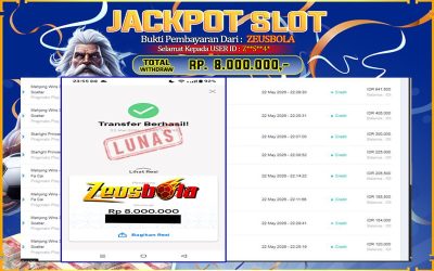 Bukti Kemenangan Member Setia Kami Z**S**4* Sebesar Rp 8.000.000 di Permainan SLOT