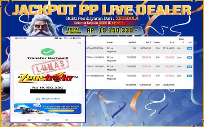 Bukti Kemenangan Member Setia Kami J*N*** Sebesar Rp 19.150.330 di Permainan PP Live Dealer