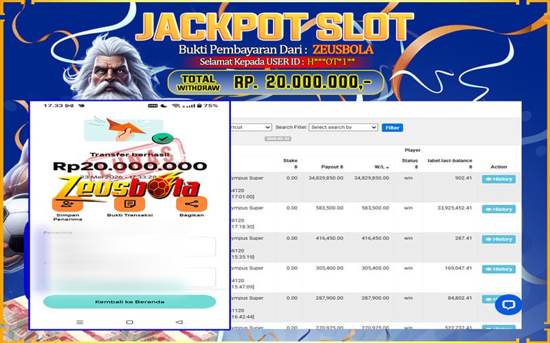 Bukti Kemenangan Member Setia Kami H***OT*1** Sebesar Rp 20.000.000 di Permainan Pragmatic Direct 6