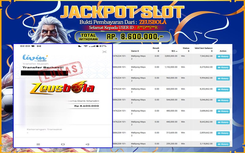 Bukti Kemenangan Member Setia Kami A**D**S**R Sebesar Rp 8.600.000 di Permainan PG