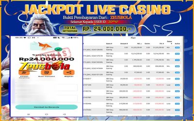 Bukti Kemenangan Member Setia Kami ZO**6* Sebesar Rp 24.000.000 di Permainan SBO Sexy Seamless